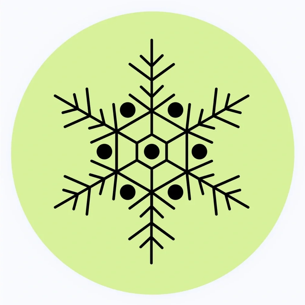 30 STICKERS - 2” ROUND - SNOWFLAKE
